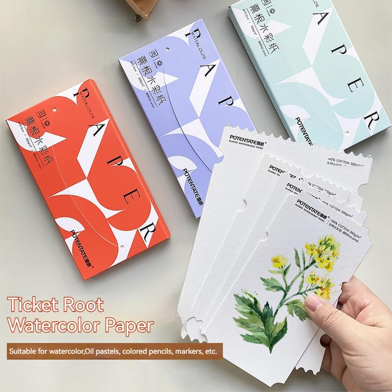 A4/A5/A6 10-20 Sheets Art Watercolor Paper 300 Gsm Thick Textured Cotton Paper Deckled Edge Handmade Paper for Painting Postcard