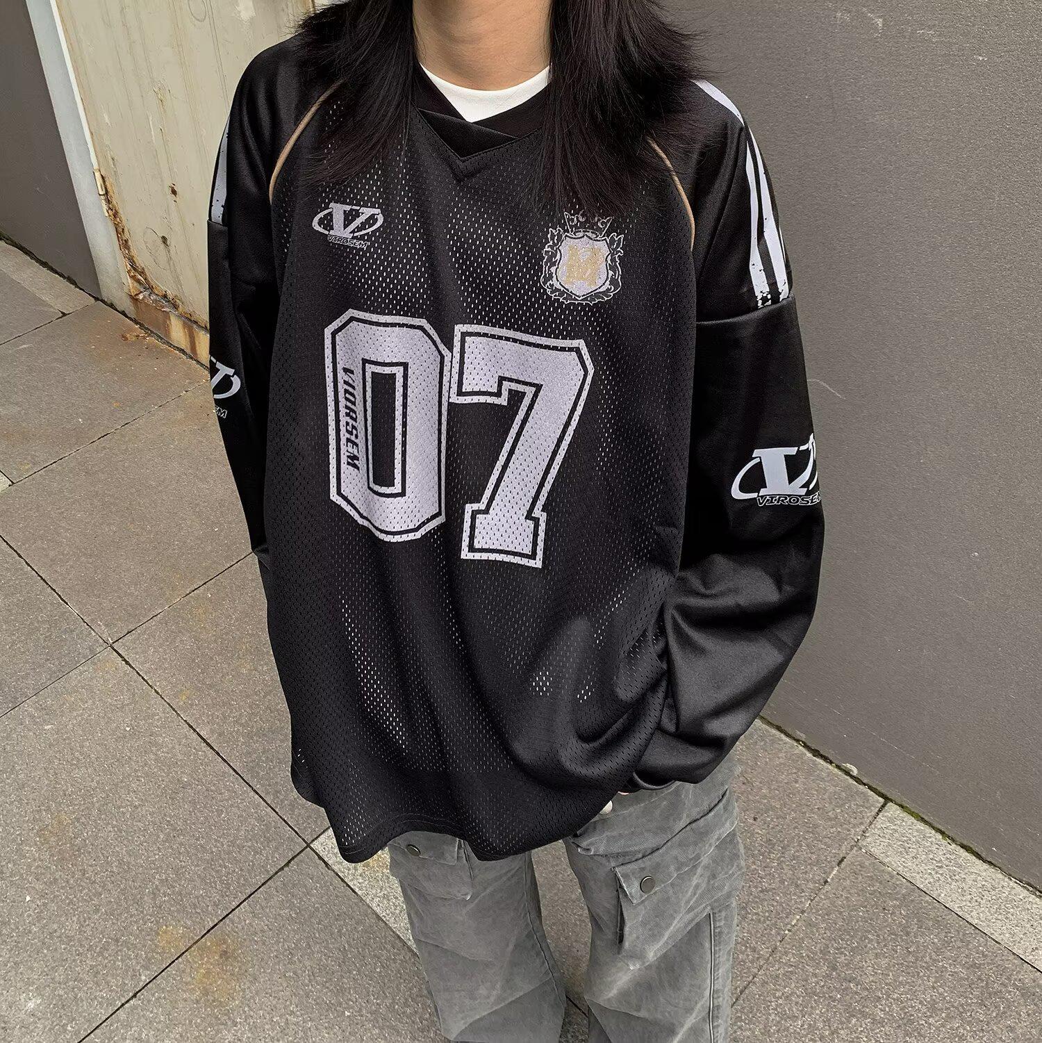 

Мужской свободный сетчатый топ с длинными рукавами в стиле хип-хоп с граффити M чёрный