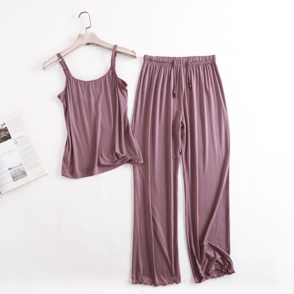 Modal Sleepwear Set For Women With Loose Fit Ruffle Pants Breathable Loungewear For Home Use