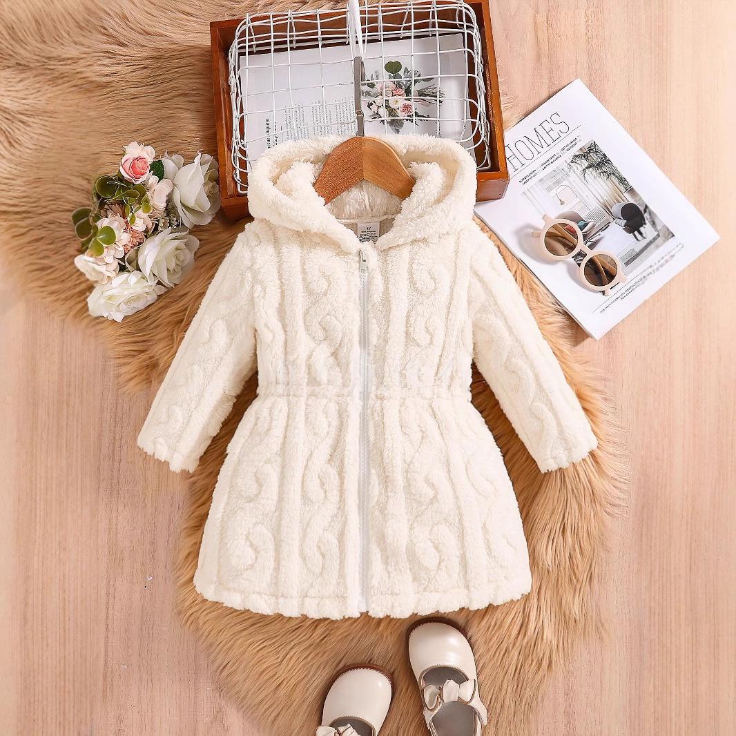 

Winter Girls Thickened Fleece Hooded Coat - Children s Warm Double-Sided Sweet Outerwear 4Y