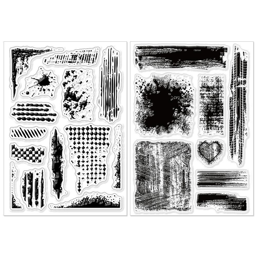 2Pcs 2 Styles Splodge PVC Clear Stamps for DIY Scrapbooking Photo Album Decorative Cards Making Stamp Sheets Mixed Shapes 160x110x3mm 1pc/style