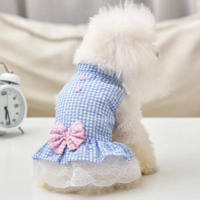 Princess Pet Dress Dog Clothes for Small Dogs Puppy Lattice Princess Skirt Shih Tzu Chihuahua Wedding Party Costumes