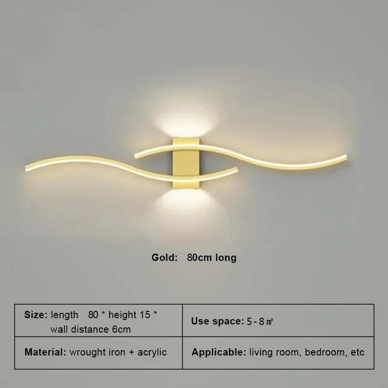 Modern LED Wall Light Long Strip Bedside Lamp TV Background Decorative Indoor Lighting for Bedroom Living Room Home Fixture