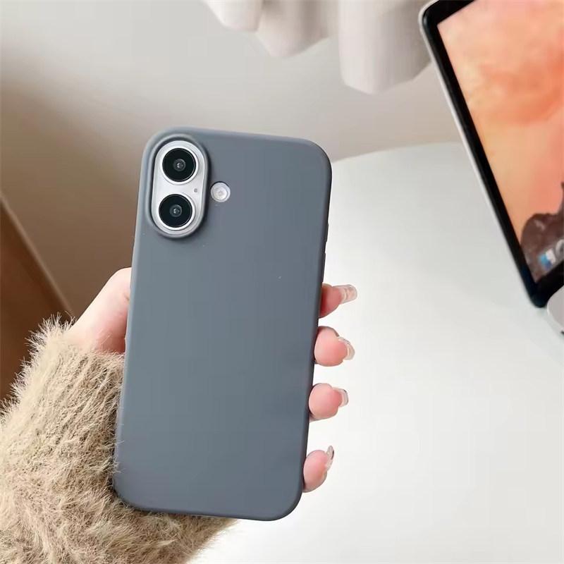 

Роскошный чехол из жидкого силикона для iPhone17 16 15 14 13 12 11Pro Max Plus XS XR Mini 7/8 SE 16E чехлы для телефона для iPhone Полная защита iPhone X серый