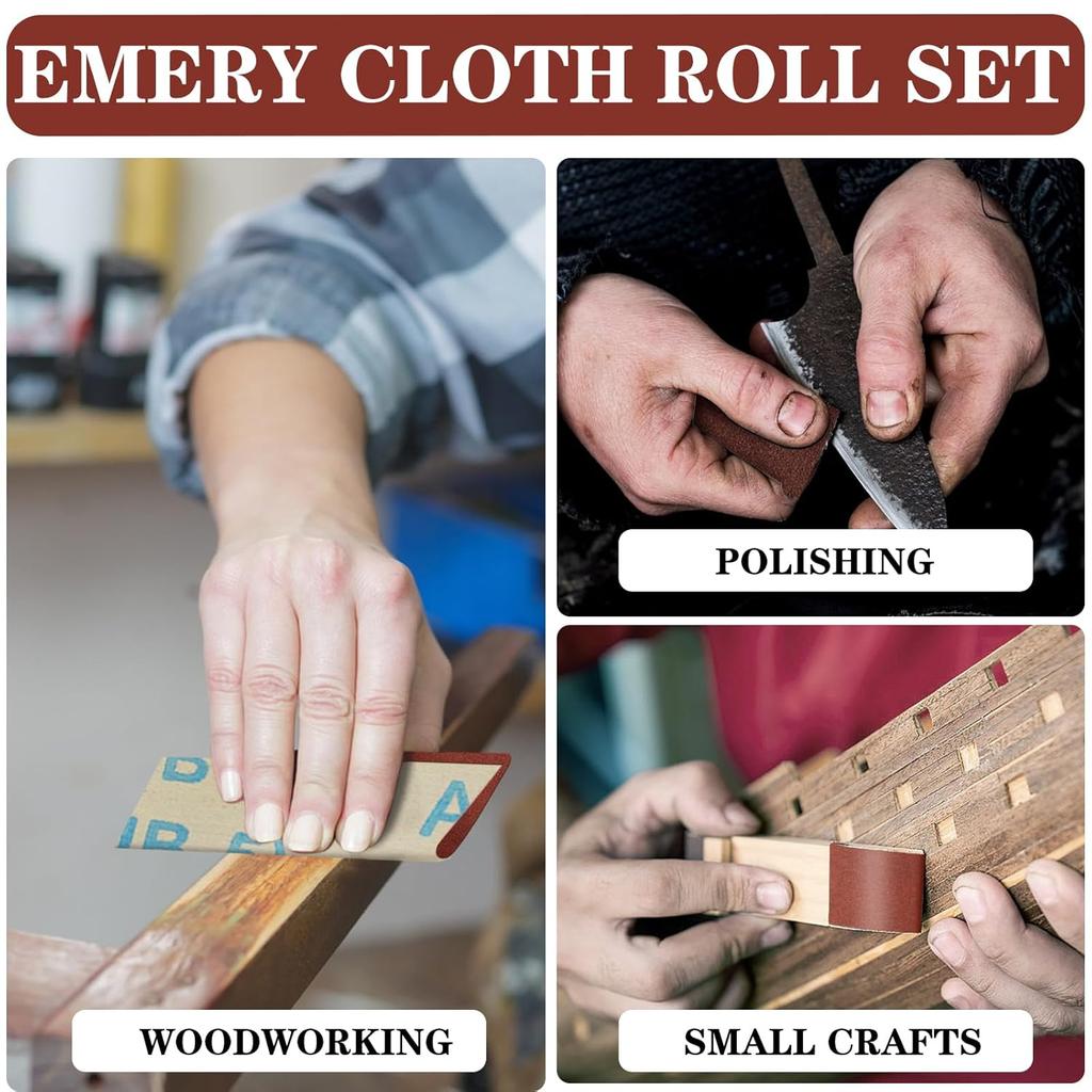 1-Inch Emery Cloth Roll (Continuous Sandpaper) – 6M Length, Suitable for Wood Sanding, Metal Polishing, Auto Detailing & Surface