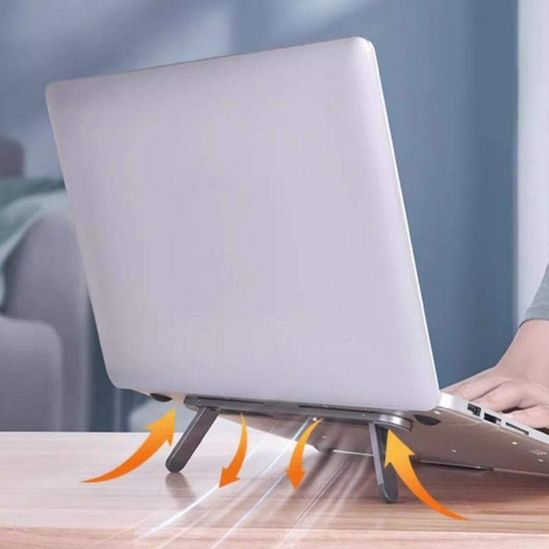 Ergonomic Laptop Stand Foldable Design 2 Level Heights Adjustment Builts In Ventilation For Optimal Heat Dissipation