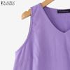 ZANZEA Women Casual V-Neck Summer Sleeveless Cotton Tank Tops