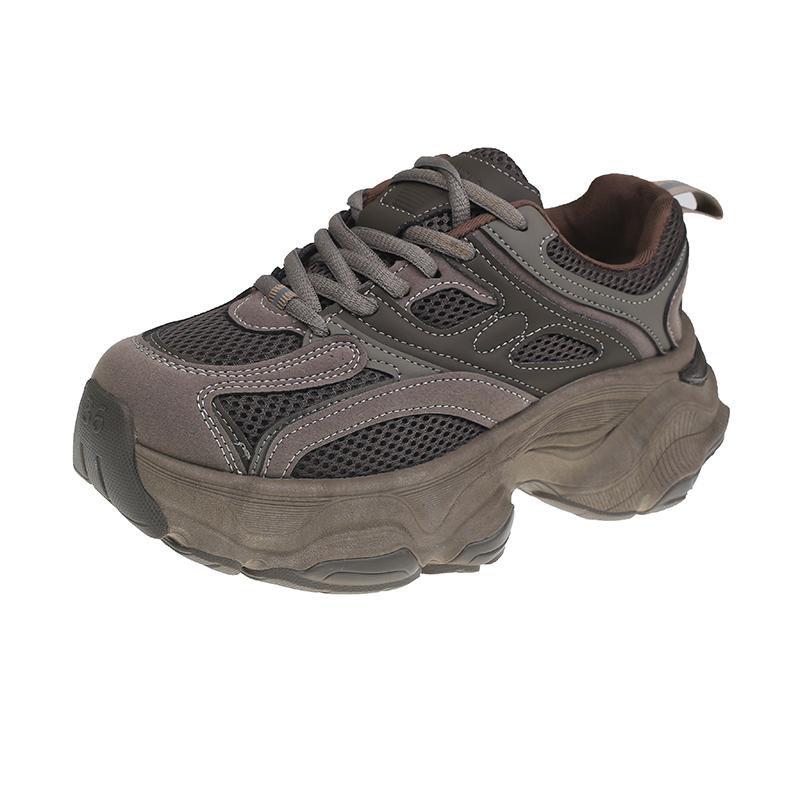 

модные осенние повседневные дышащие сетчатые туфли для женщин на платформе со шнуровкой 2024 высокое качество износостойкие женские вулканизированные туфли 40 хаки