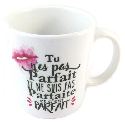 [P0353] - Ceramic Mug 'Messages' (You Are Not Perfect I Am Not Perfect and That's Perfect)
