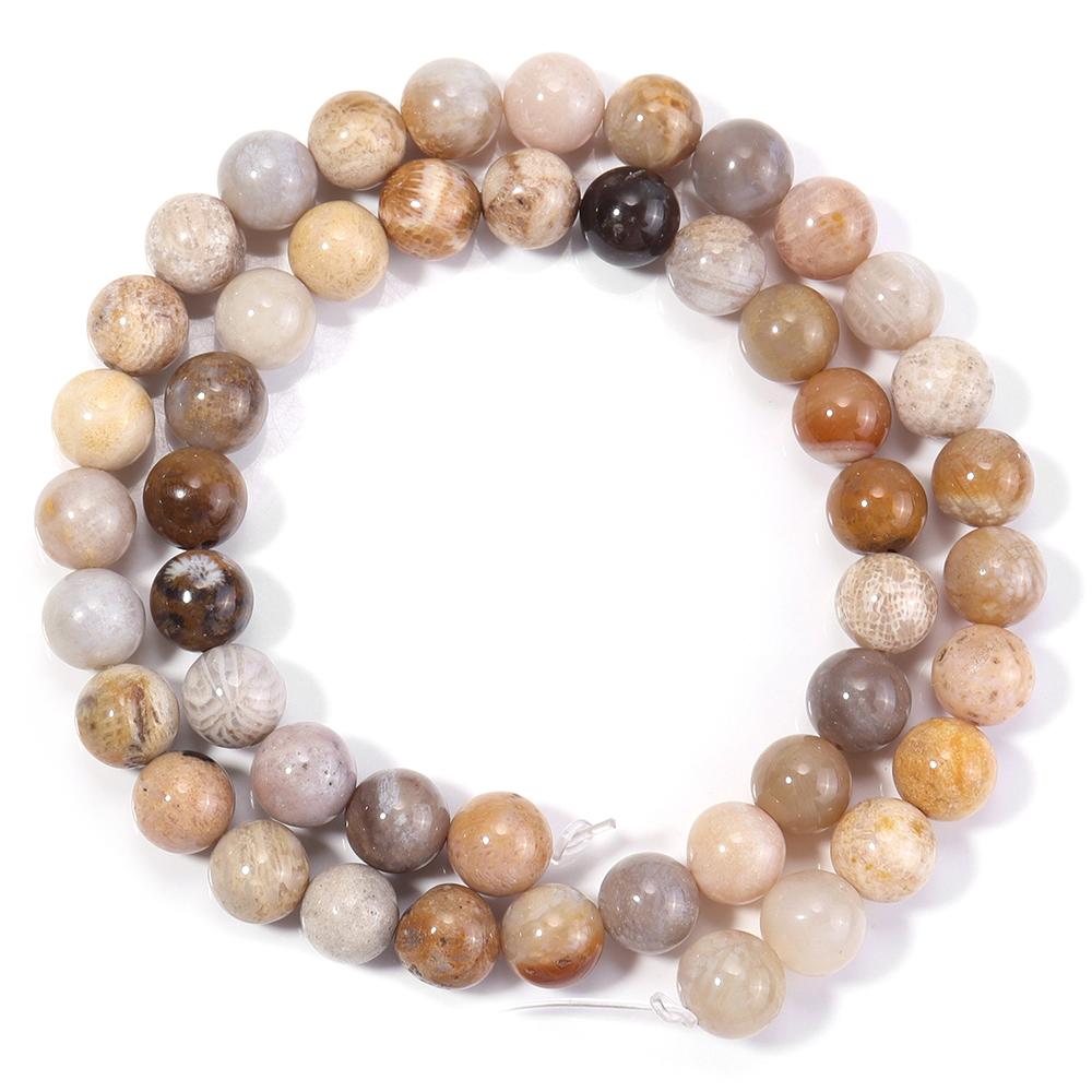 Natural Coral Jade Stone Beads 4 6 8 10 12mm Chrysanthemum Agate Round Spacer Beads For DIY Jewelry Making Bracelets Necklace