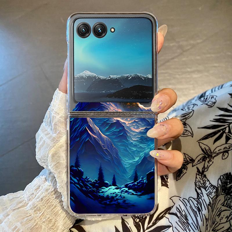 Building Mountain Pattern Phone Case For Motorola Razr 60 Ultra Razr 50 40 Ultra 60 50 40 Clear Shockproof Hard PC Folding Cover
