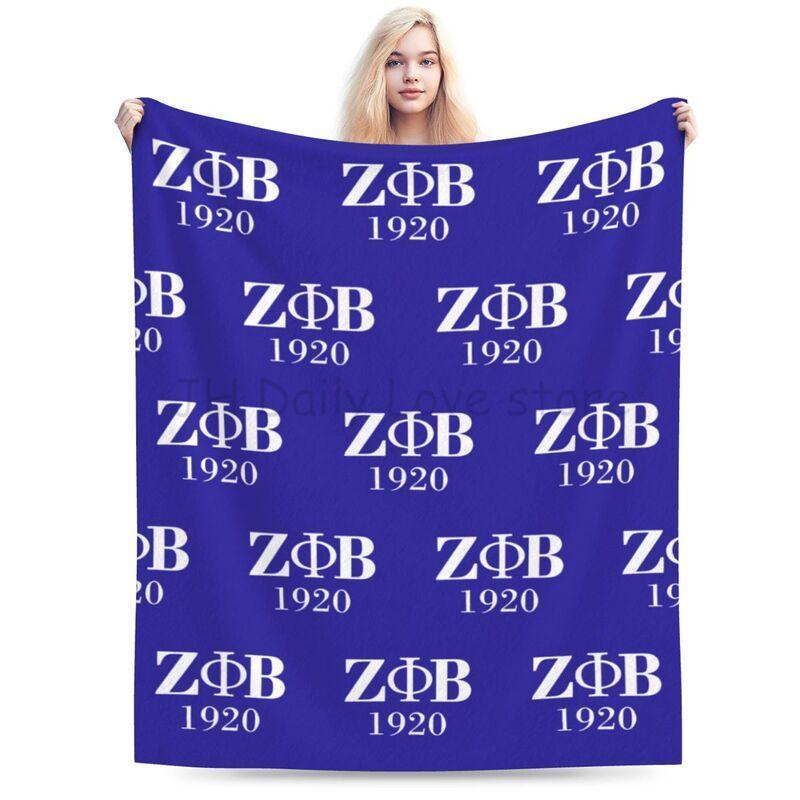 Zeta Phi Beta Print Blanket Sorority Gifts Plush Lightweight Warm Fluffy Throws Soft Flannel Fleece Blankets for Bed Sofa Couch