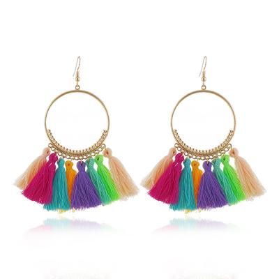 Fringed Earrings, European And American Fashion Versatile Bohemian Large Circle Fringed Earrings