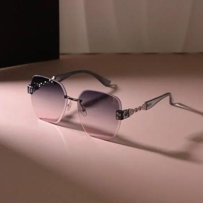 Lässige randlose quadratische Sonnenbrille Damen Herren Sonnenbrillen Weibliche Farbverlauf Spiegel Farben Designer Marke Mode Luxuriöse Brillen