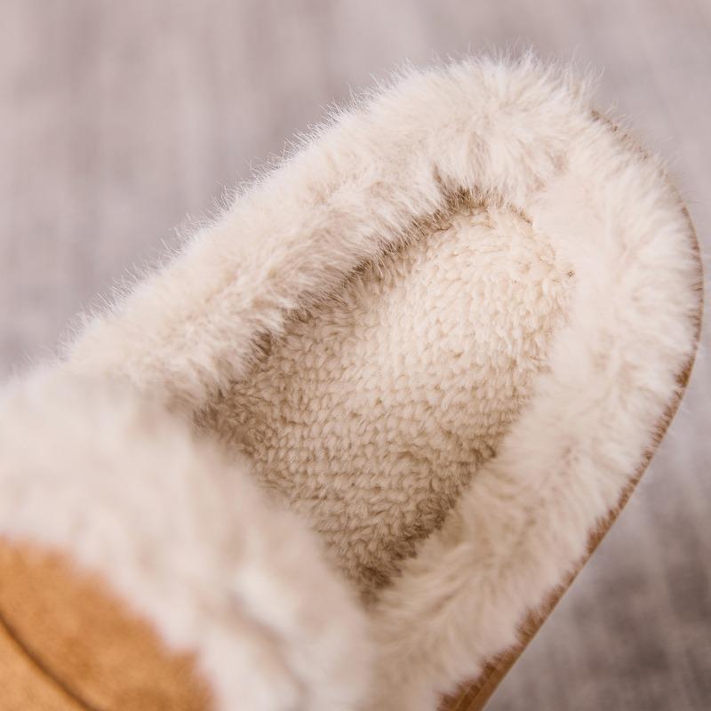 Indoor Plush Warm Fluffy Slippers Women's Simple and Fashionable Cotton Shoes Winter Thick Sole Non-slip