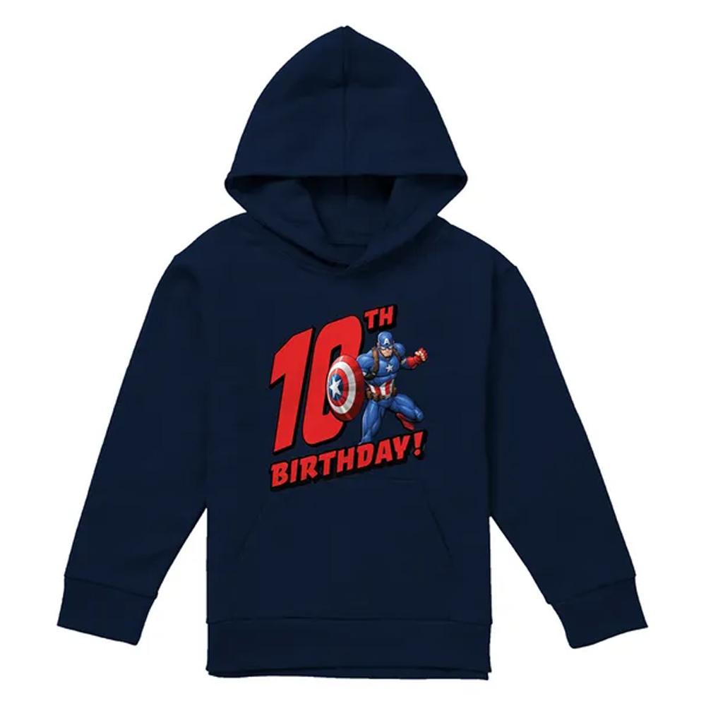 Captain America Childrens/Kids 10th Birthday Pull Over Hoodie