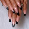 Black French Edge Long Ballet Nail Art Stickers - Wearable Long Fake Nail Tips