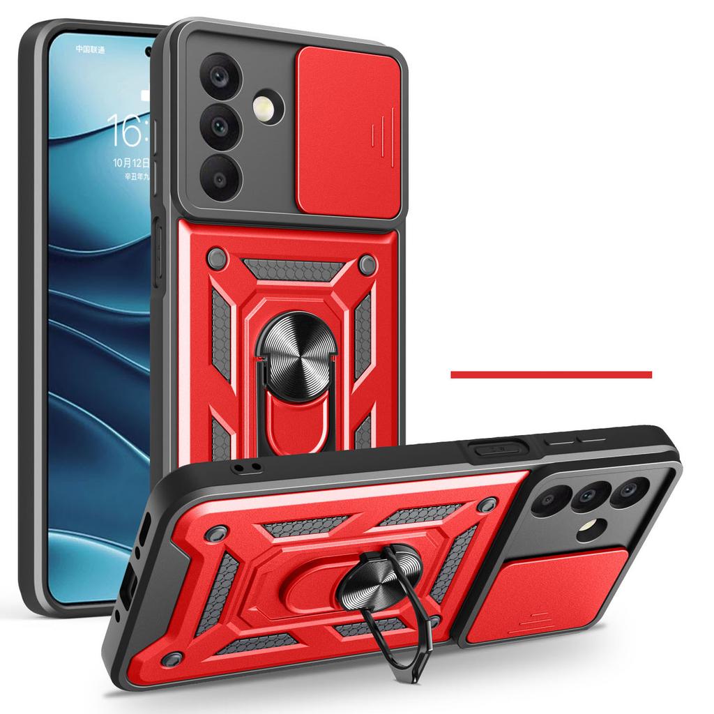 AMORUS Für Samsung Galaxy A26 5G Hülle Ständer PC+TPU Handyhülle mit Kameraobjektivschieber