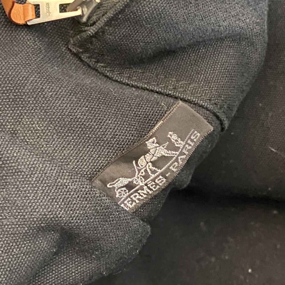 Hermes Stripe Canvas Fool Toe Tote GM Tote Bag Black Canvas Unisex Used