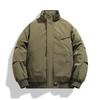 Einfache Baumwolljacke mit Stehkragen in Unifarbe für Herren, Neuer Stil, Jacke, Oberteil, Locker, Baumwolljacke, Verdickt