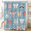 Animal Print Shower Curtain Fabric Decorative Home Bathroom Waterproof Liner Set for Kids Bathrooms Blue Color with Multiple Ani