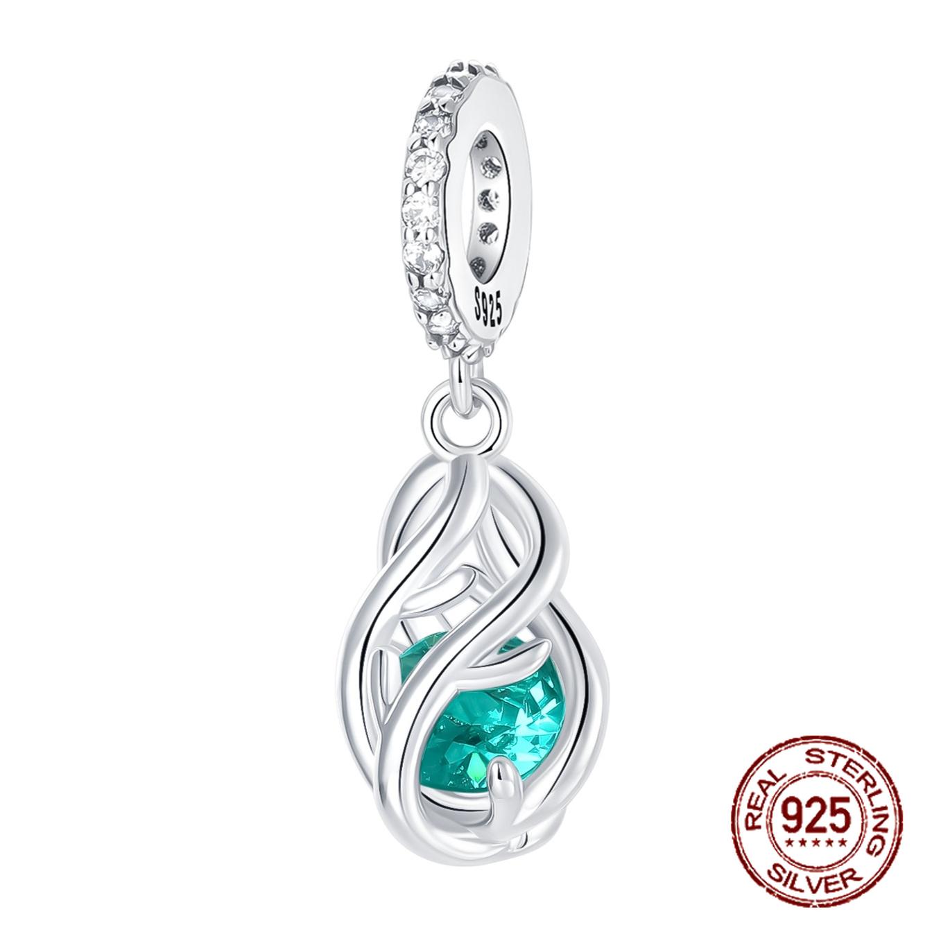 Медные Витые Лозы Сквозной Дизайн Зеленые Циркониевые Подвески Подходят для Оригинальных Браслетов-Шармов Женские Украшения Сделай Сам Подарки