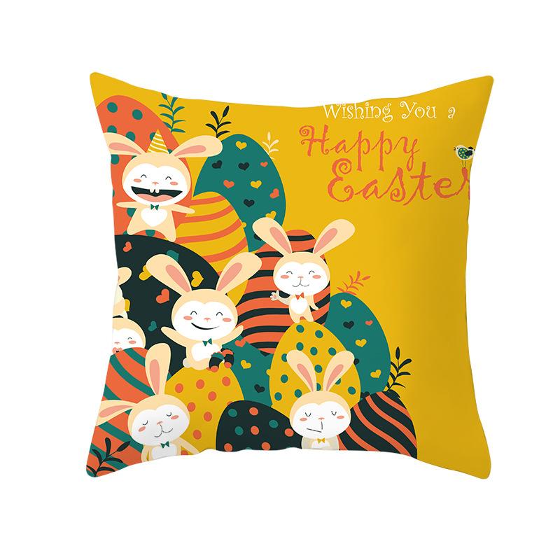 Easter Cartoon Cute Rabbit Digital Printing Short Plush Pillow Covers Decorative for Car Sofa Office Cushion Cover Home Goods