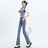American trend micro-flared high-waisted jeans women's new spring and autumn slim-fitting Korean version of thin drape pants
