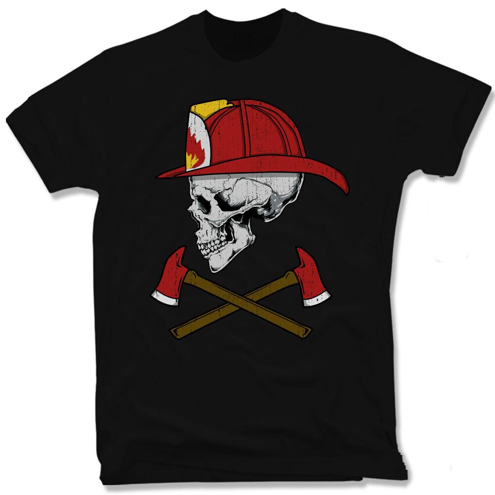 

Fire Department Fire Fighter Volunteer Skull Fireman T Shirt. New 100% Cotton Short Sleeve O-Neck T-shirt Casual Mens Top - M... S разноцветный