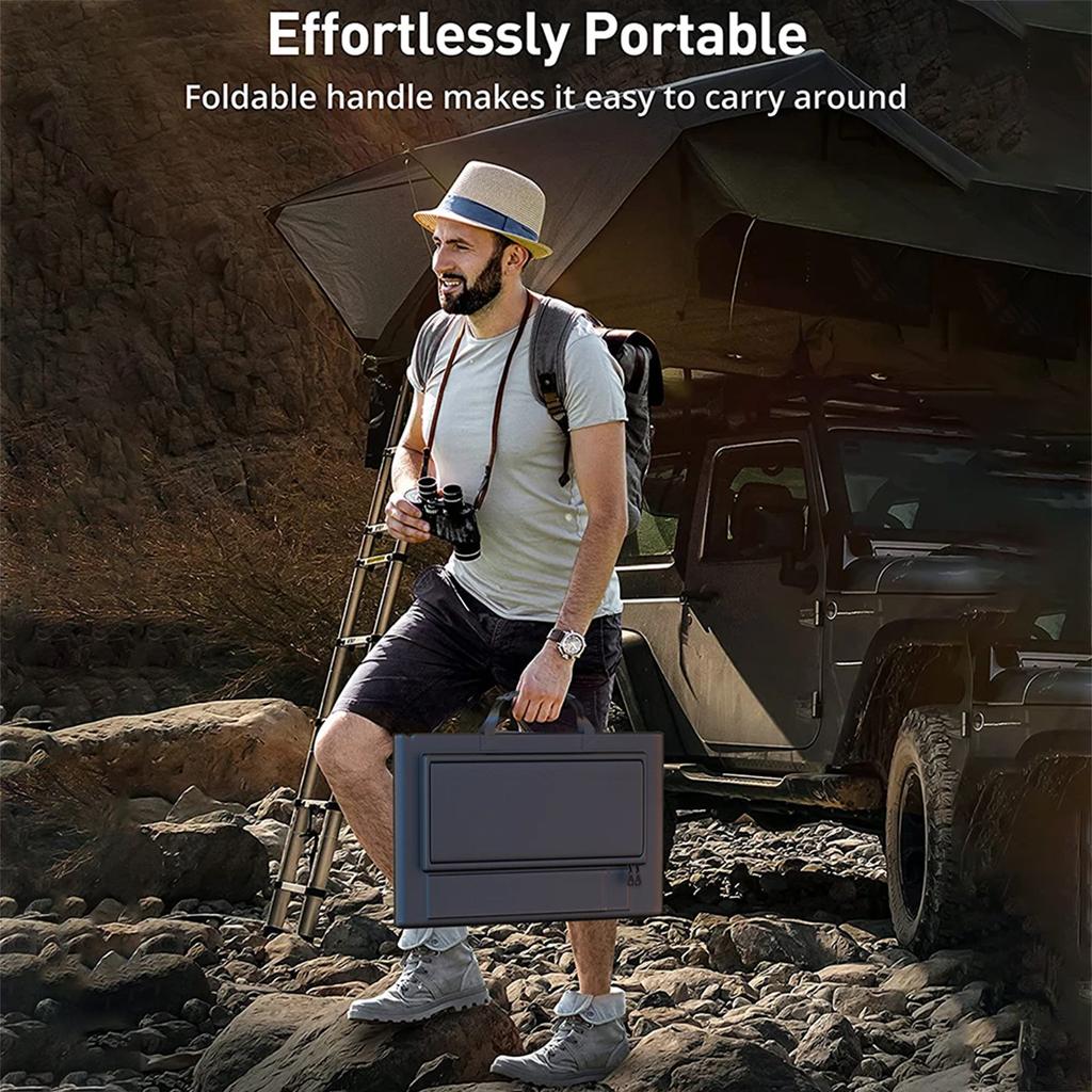 40W Solar Panel Outdoor Power Storage for Cell Phones Foldable IP67 Waterproof Rating With Carrying Handle and Support Bracket