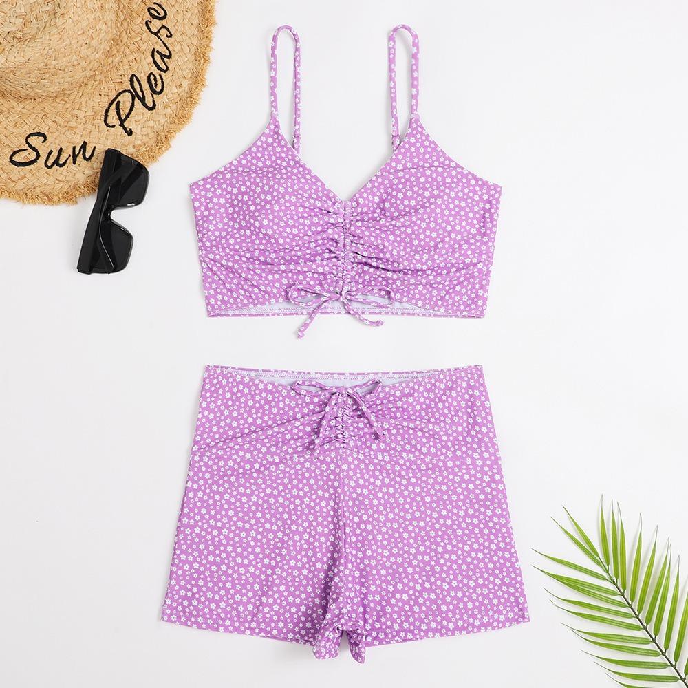 Zweiteiliger Badeanzug, mehrfarbiger Boxershorts, konservativer bedruckter Badeanzug