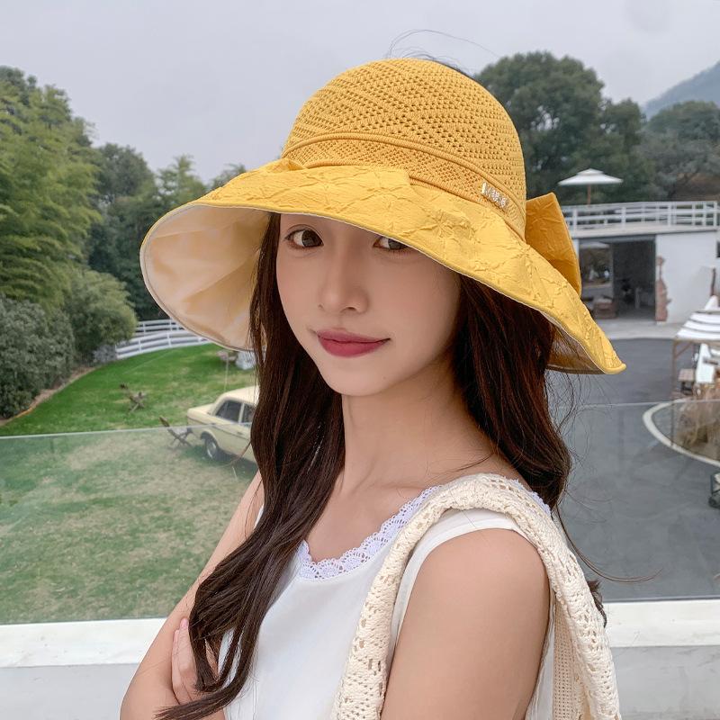 Summer Women Bucket Hat UV Protection Sun Hats Soft Foldable Wide Brim Outdoor Beach Hat Panama Cap Sunshade Hat