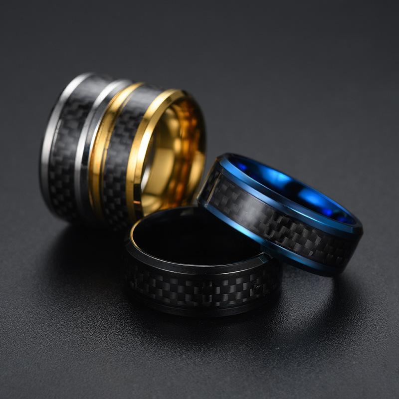 Men's Fashion Carbon Fiber Patch Ring Creative Personalized Finger Jewelry Accessory For Daily Wear