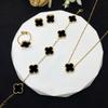 4 Piece Lucky Clover Jewelry Set Women Necklace Bracelet Earrings Ring In Titanium Steel With Electroplating