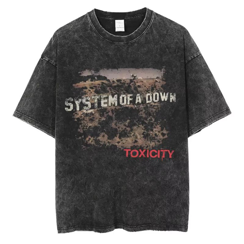 System of A Down Toxicity Album Graphic Washed Tshirt Unisex Women Rock Oversized T Shirts Unisex Vintage Alternative Metal Tshirts