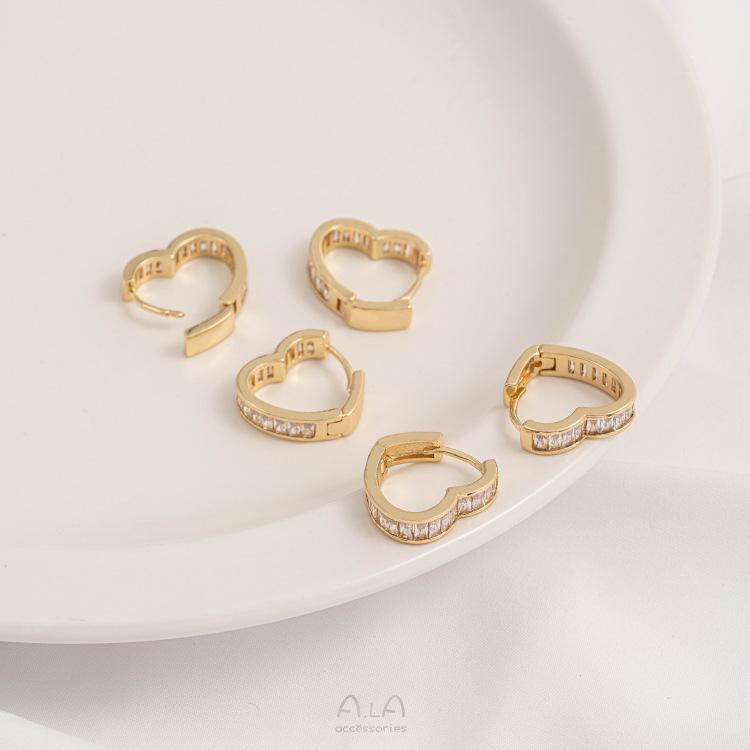 14K Gold-Filled Grüne, Rote & Bunte Zirkonia-Ohrringe & Herzförmige Ohrklemmen - Schlicht, luxuriös und exquisit.