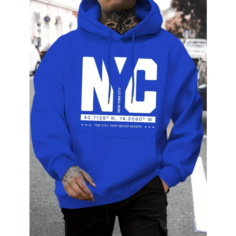 Spring/Summer Men'S New Personalized New York Letter Print Casual Sweatshirt Fashion Drawstring Hoodie