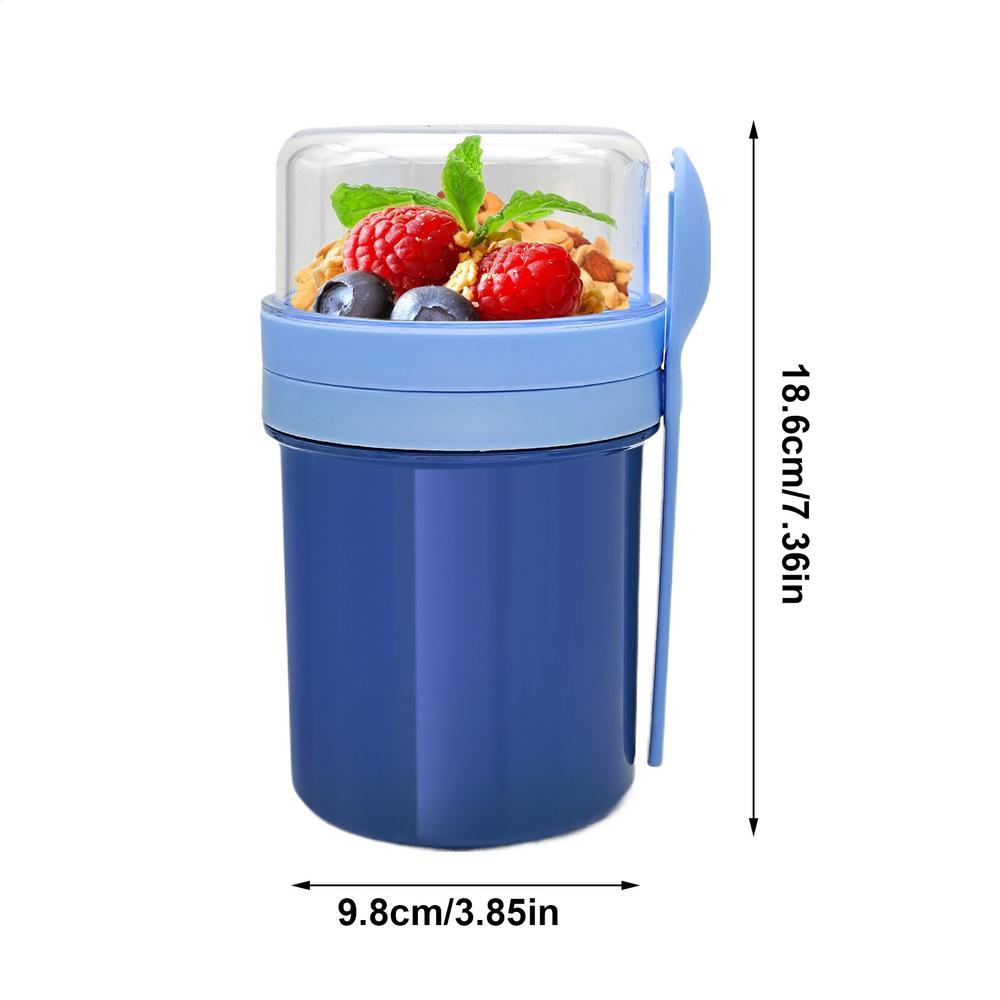 

Yogurt Container With Lids Spoon Double Layer Leak-Proof Reusable Travel Cereal Holder Salad Jars For Home Office Road Trip синій