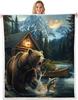 Forest Deer Blanket Soft Fleece Throw Nature Sunset Design Home Decor Camping Gift Kids Room