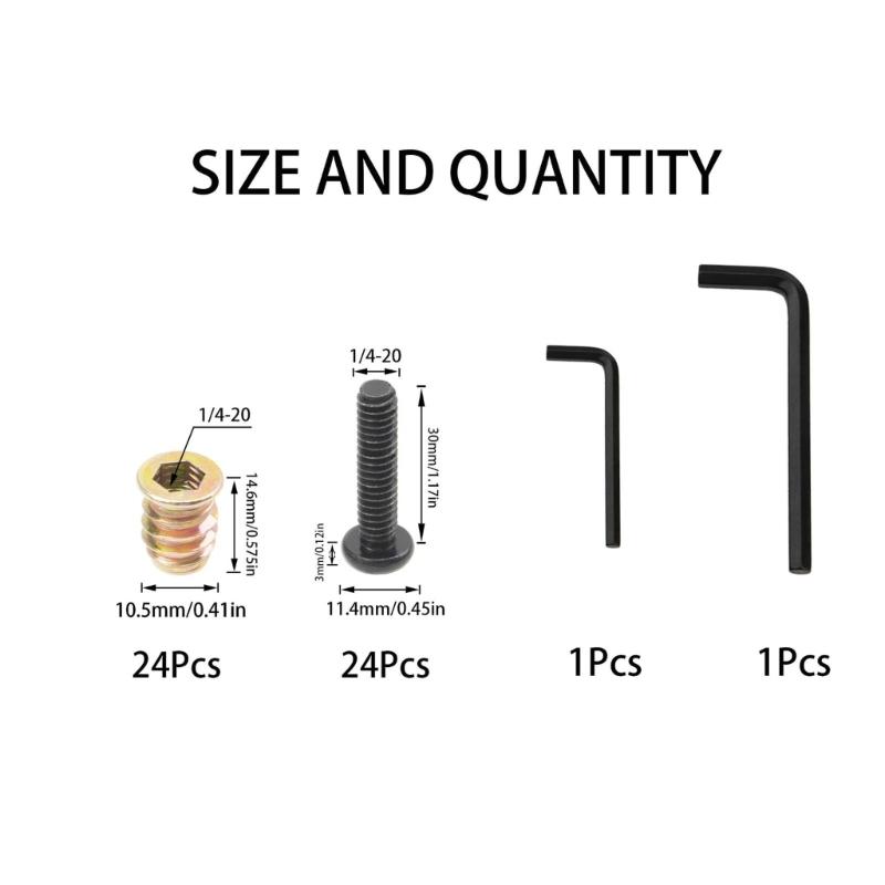 32Pcs Metal Fastening Hardware Furniture Screw Nut Threaded Inserts for Woodworking Projects Anti Corrosion Bolt