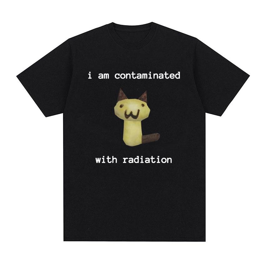 Ich bin kontaminiert Lustige Katze Meme T-Shirt Sommer Herren Damen Kleidung Humor T-Shirts Reine Baumwolle Lockeres Oversize T-Shirt Streetwear