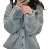 Women's Korean V-neck Knit Cardigan - Single-breasted, Loose Fit, Versatile Autumn/Winter Style