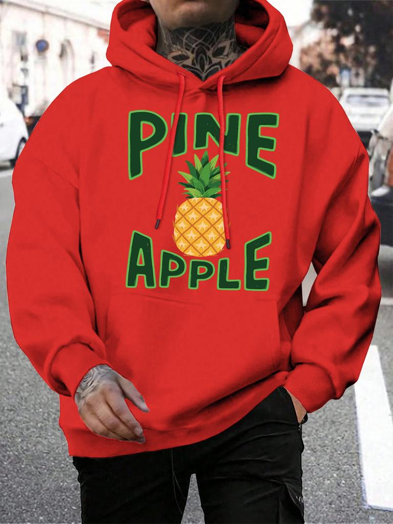 Fresh Pineapple Fruit Printing Men Hoody Fleece Autumn Hoodies Pocket Loose Sportswears Comfortable Multicolor Man Hoodie