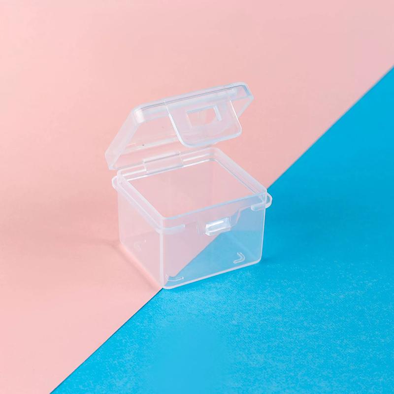 WTEMPO Mini Square Transparent Plastic Boxes Flip Cover Tiny Gift Boxes Universal Small Packaging Boxes Storage and Display Boxes