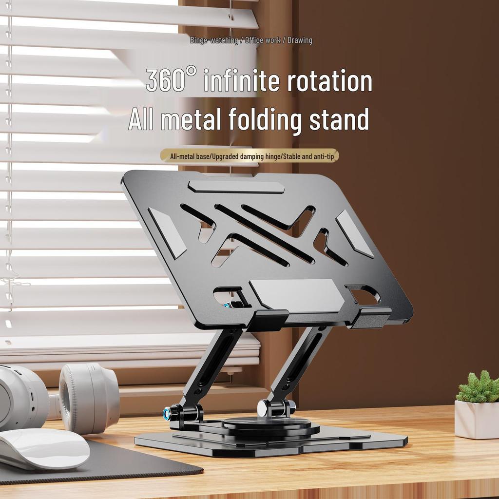 360° Rotating Foldable Metal Stand for Laptops, Tablets & Phones