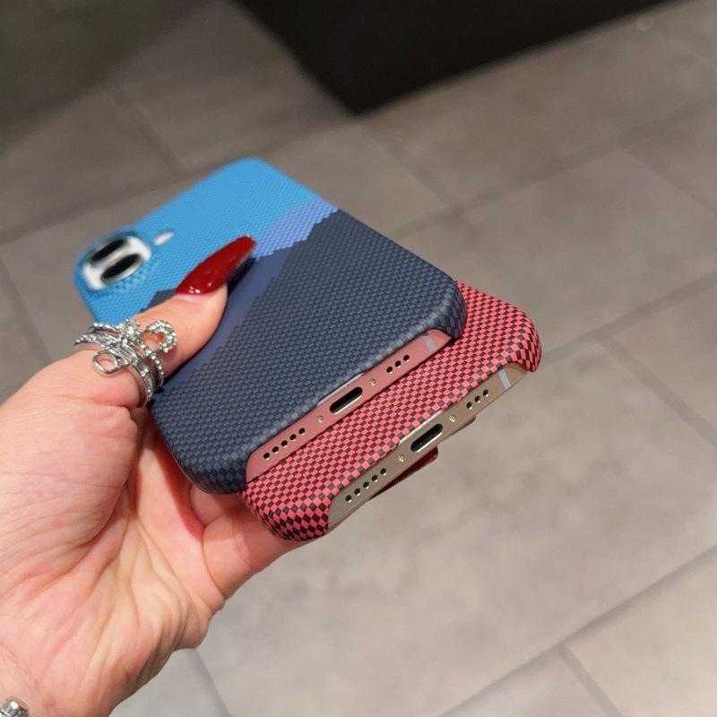 Applicable To IPhone16proMax Mobile Phone Case Magnetic Carbon Fiber Texture Apple 15 Half-pack Ultra-thin 14 Protective Case