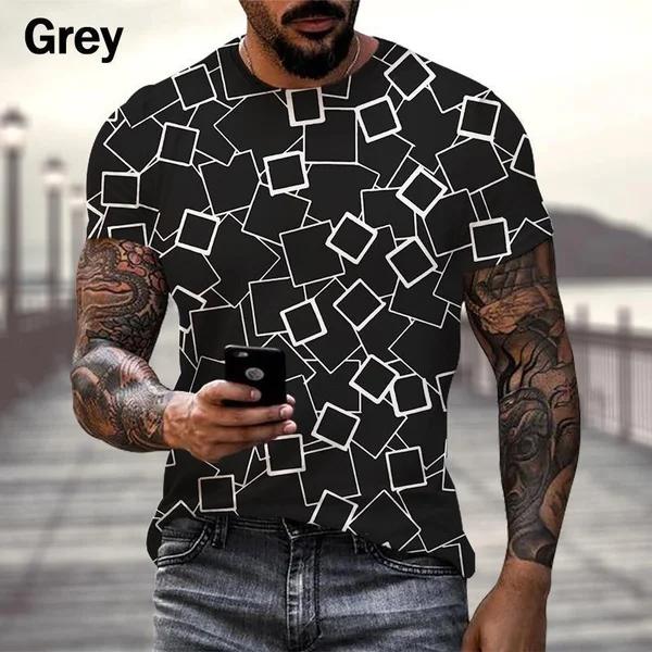Summer Casual Breathable T-Shirt Men's Novelty 3D Printed T-Shirt Round Neck Short Sleeve Street Cool Tees
