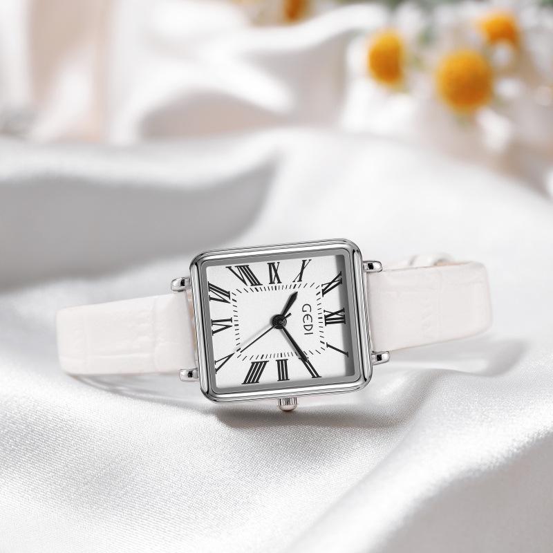 Vintage Roman Scale Women'S Watch Simple Square Plate Belt Watch Women'S Waterproof Quartz Large Dial Watch