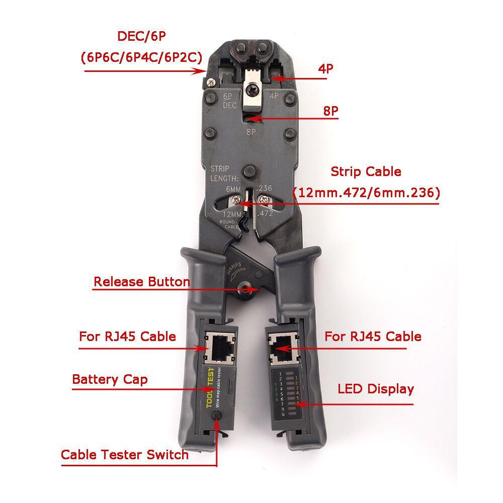 Premium Quality Network Lan Cable Crimper Stripper Cutter Pliers Tester For Rj45 Rj11 Rj9