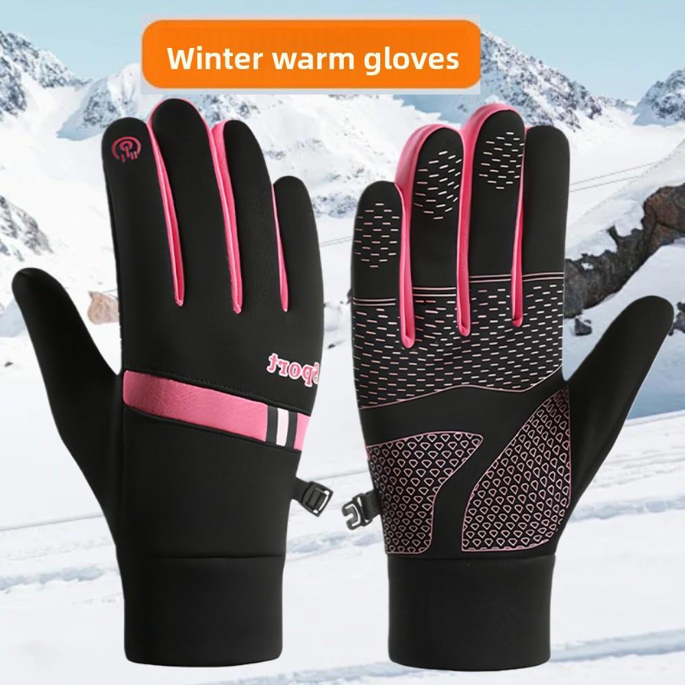 Thermal Fleece Winter Cycling Gloves Lock Buckle Warm Outdoor Gloves Thick Cycling Gloves  Sports